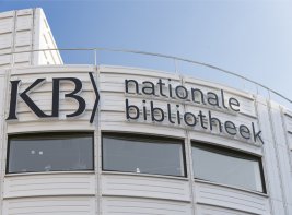 Afbeelding van het logo op het KB-gebouw